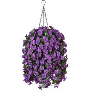 Hanging Artificial Flowers Basket, Fake Hanging Plant, Silk Orchid Flowers